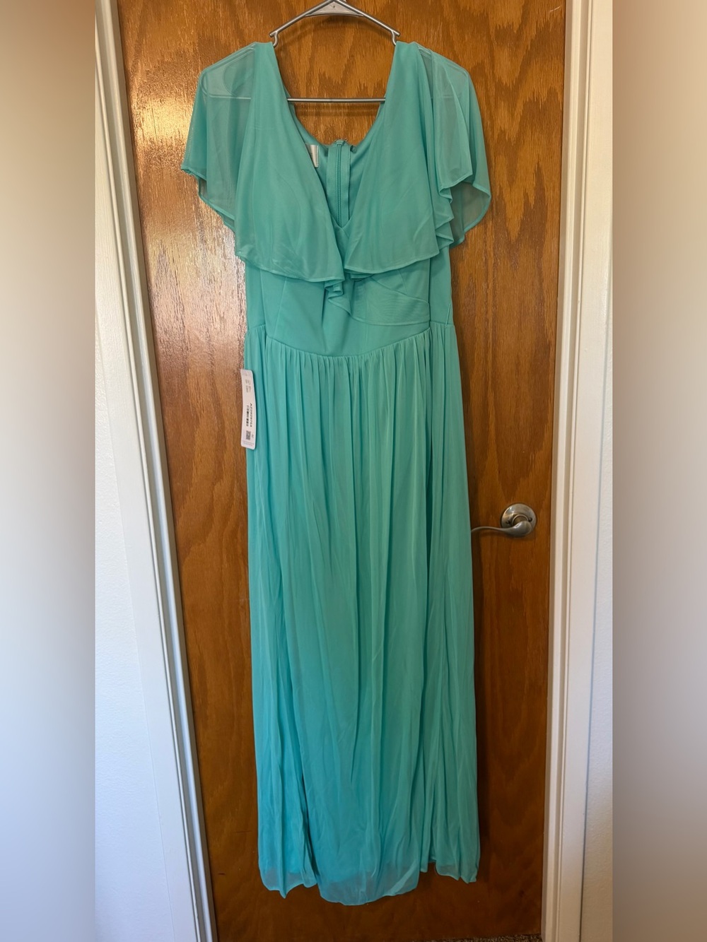 Azazie Jael V-Neck Flutter Sleeve Floor-Length A-Line Chiffon
